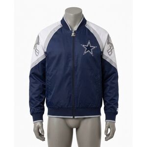NEW STARTER women's dallas cowboys zip front track jacket in navy